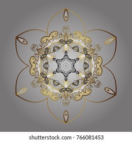 Vector illustration. Abstract background with Floral Elements. Design on gray, beige and brown colors. Vector winter pattern.