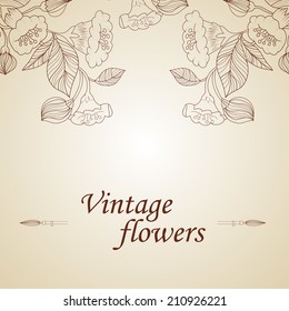 Vector illustration of Abstract background with flowers in vintage style