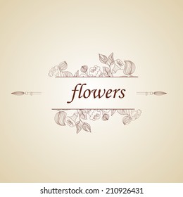 Vector illustration of Abstract background with flowers in vintage style