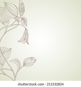 Vector illustration of Abstract background with flowers in vintage style