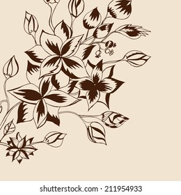 Vector illustration of Abstract background with flowers in vintage style