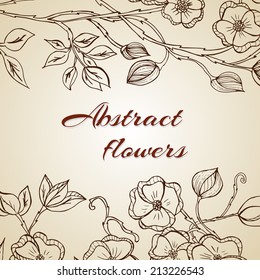 Vector illustration of Abstract background with flowers in vintage style