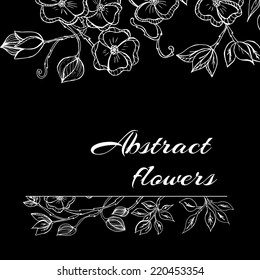 Vector illustration of Abstract background with flowers in black and white style