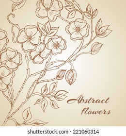 Vector illustration of Abstract background with flowers in vintage style
