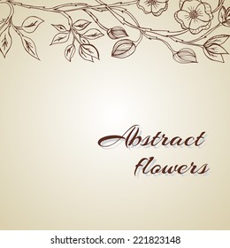 Vector illustration of Abstract background with flowers in vintage style