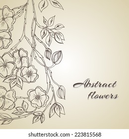 Vector illustration of Abstract background with flowers in vintage style
