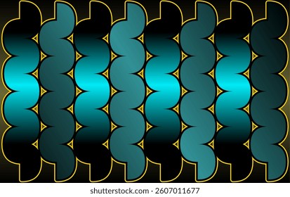 vector illustration of an abstract background. Geometric Gradient Wave with Gold Outline. Modern Teal and Gold Sinuous Wave Design