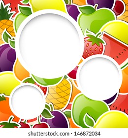 Vector Illustration of an Abstract Background with Glossy Fruits