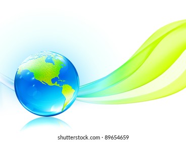 Vector illustration of abstract background with glossy earth globe