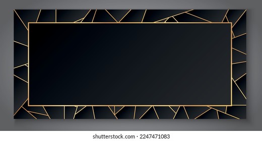 ilustración vectorial del fondo abstracto con líneas doradas y formas geométricas negras