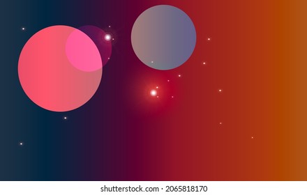 Vector illustration of an abstract background in a gradient from blue to orange. Highlights and circles are drawn. You can squeeze the text into the free space.