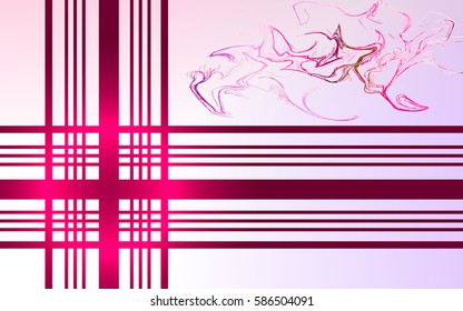 Vector illustration. Abstract background. Greeting card with stripes and patterns. The intersection of direct red stripes. On the gray-pink background. The bright spots.
