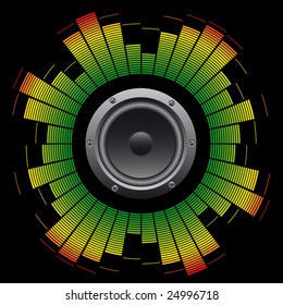 Vector illustration abstract background grunge equalizer with speaker