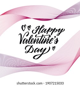 Vector illustration of abstract background with happy valentines day handwritten lettering for st valentines day celebration. It can be used for banner, poster, greeting card, product design
