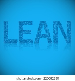 Vector illustration of abstract background with heading Lean. Lean is modern strategy of companies about higher productivity.