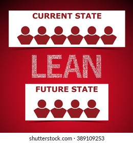 Vector illustration of abstract background with heading Lean. Lean is modern strategy of companies about higher productivity.