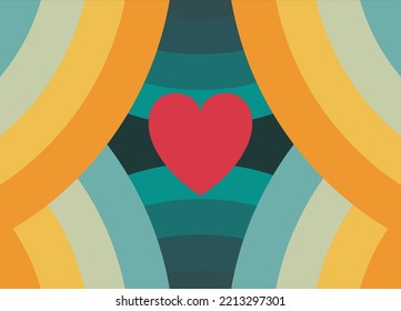 Vector illustration, abstract background with heart and vintage colors