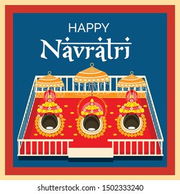 Vector illustration of a Abstract Background for Hindu Festival Happy Navratri.