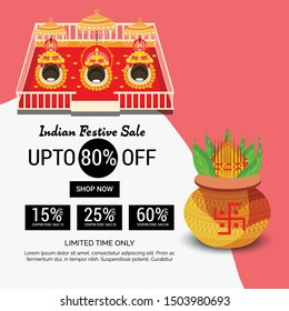 Vector illustration of a Abstract Background for Hindu Festival Happy Navratri.