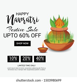 Vector illustration of a Abstract Background for Hindu Festival Happy Navratri.