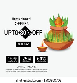 Vector illustration of a Abstract Background for Hindu Festival Happy Navratri.