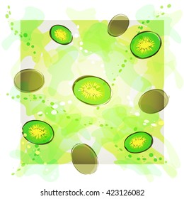 vector illustration abstract background with kiwis in watercolor style
