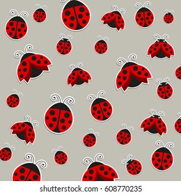 Vector Illustration of an Abstract Background with Ladybugs