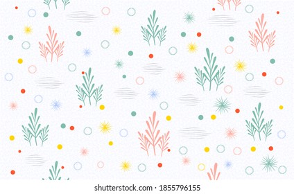 Vector illustration of abstract background, leaves and nature. Blue ripples