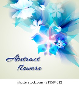 Vector illustration of Abstract background with light blue abstract flowers