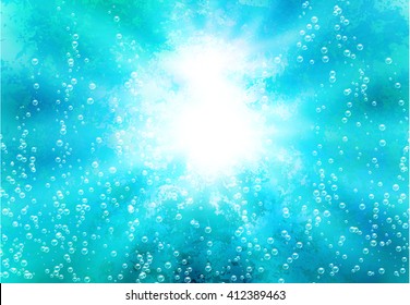 Vector illustration of abstract background with lights in water