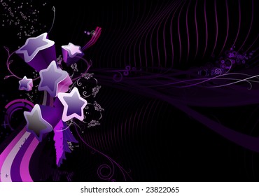 Vector illustration of abstract background made of floral elements and fun party colors stars