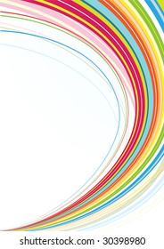 Vector illustration of abstract background made of Colorful Rainbow curved lines