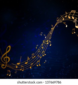 Vector Illustration of an Abstract Background with Music notes