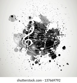 Vector Illustration of an Abstract Background with Music notes