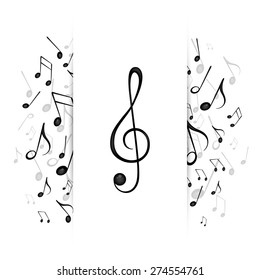 Vector Illustration of an Abstract Background with Music Notes