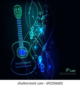 Vector illustration of an abstract background with music notes.