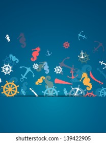 Vector Illustration of an Abstract Background with Nautical Elements
