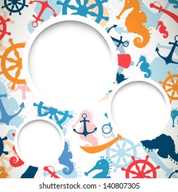 Vector Illustration of an Abstract Background with Nautical Elements