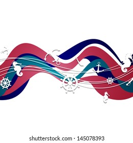 Vector Illustration of an Abstract Background with Nautical Elements