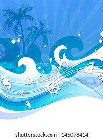 Vector Illustration of an Abstract Background with Nautical Elements