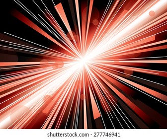 Vector illustration of abstract background with neon red light rays.