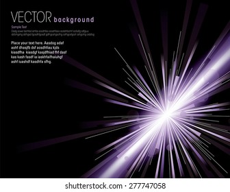 Vector illustration of abstract background with neon purple light rays.