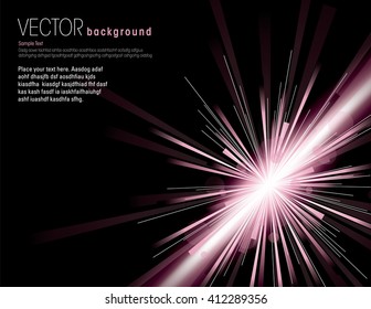 Vector illustration of abstract background with neon purple light rays.