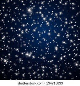 Vector Illustration of an Abstract Background with Night Sky Stars