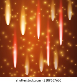 Ilustración vectorial del fondo abstracto con rayos de luz de neón mágico borrosa naranja