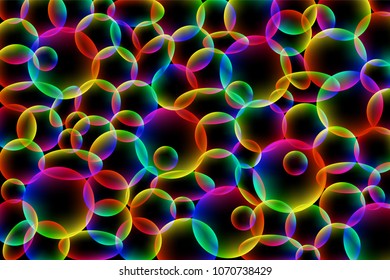 vector illustration abstract background, ornament of spheres, neon color fluorescent multicolor