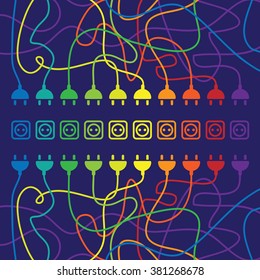 vector illustration / abstract background / plugs and wires