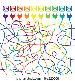 vector illustration / abstract background / plugs and wires