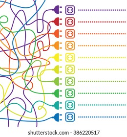 vector illustration / abstract background / plugs and wires