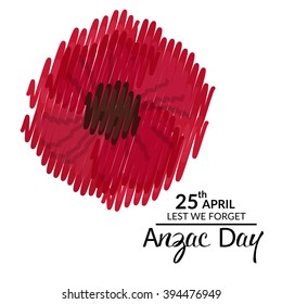 Vector illustration of a Abstract background with poppies and text Lest we forget.